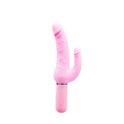 Pink Double Penetration Penis Shaped Dildo Vibrator