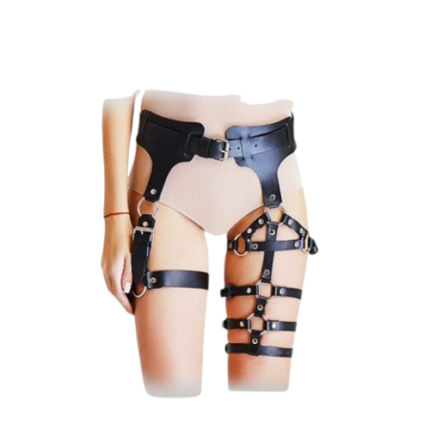 Sexy Women's Leather Harness, Waist To Leg 1