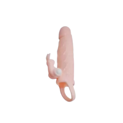 Soft Silicone Penis Extender Sleeve Dual Vibrator 1