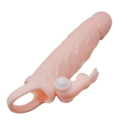 Soft Silicone Penis Extender Sleeve Dual Vibrator 4