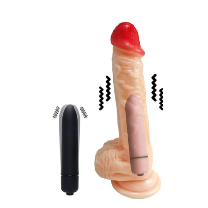 2-in-1 Realistic Dildo with Suction Cup & Bullet Vibrator 1